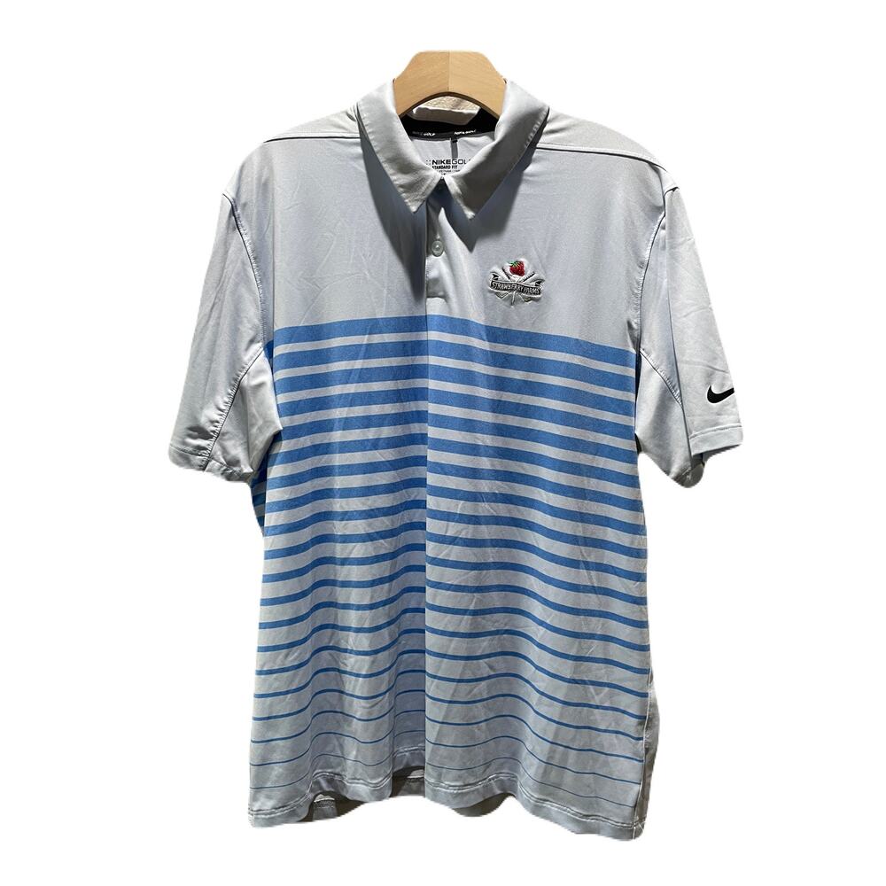 Nike Men’s Light Blue Golf Polo Strawberry Farms Golf Course dri-fit size L